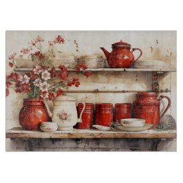 Vintage Rustic Red White