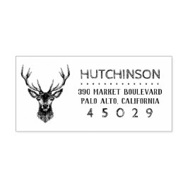 Vintage Rustic Reindeer Family Namn Returadress Stämpel