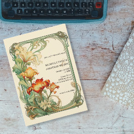 Vintage Rustic Retro Art nouveau botaniska Blommig Inbjudningar
