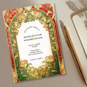Vintage Rustic Retro Art nouveau botaniska Blommig Inbjudningar