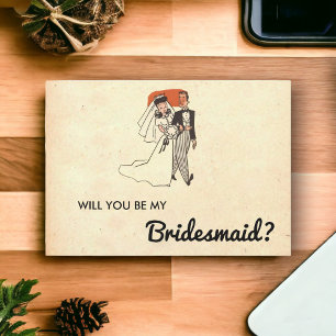 Vintage Rustic Retro Bride Groom Bridesmaid Card Inbjudningar