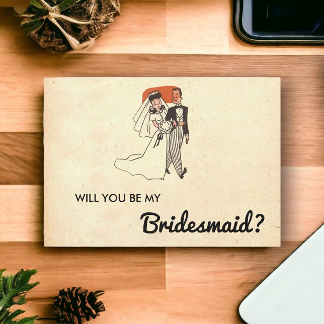 Vintage Rustic Retro Bride Groom Bridesmaid Card Inbjudningar (Skapare uppladdad)