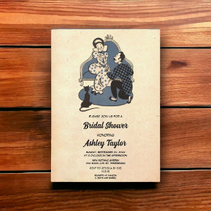 Vintage Rustic Romantic Couple Retro Möhippa Inbjudningar