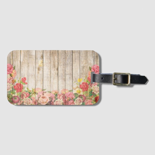 Vintage Rustic Romantic Ro Wood Bagagebricka (Framsida horisontal)