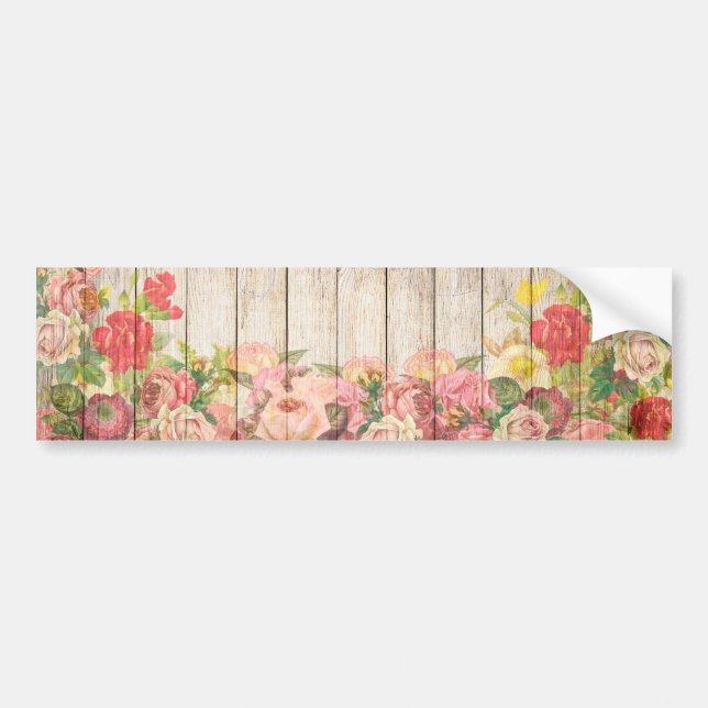 Vintage Rustic Romantic Ro Wood Bildekal (Framsidan)