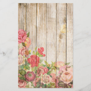 Vintage Rustic Romantic Ro Wood Brevpapper