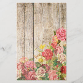 Vintage Rustic Romantic Ro Wood Brevpapper