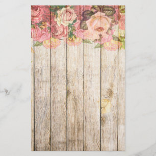 Vintage Rustic Romantic Ro Wood Brevpapper