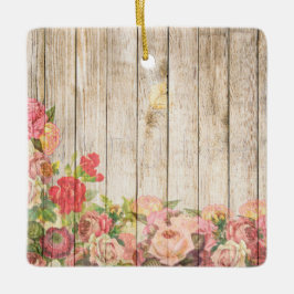 Vintage Rustic Romantic Ro Wood Julgransprydnad Keramik