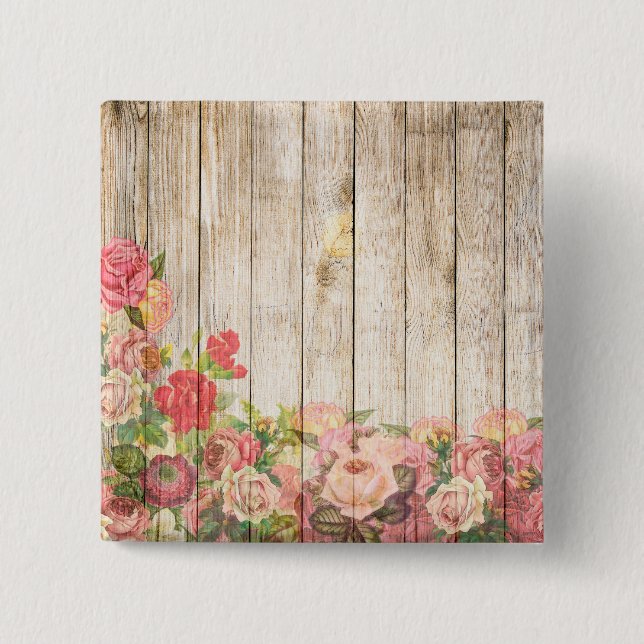 Vintage Rustic Romantic Ro Wood Knapp (Framsida)