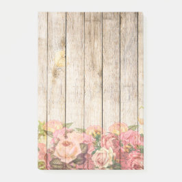 Vintage Rustic Romantic Ro Wood Post-it Block