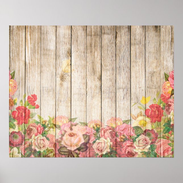 Vintage Rustic Romantic Ro Wood Poster (Framsidan)