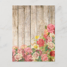Vintage Rustic Romantic Ro Wood Vykort