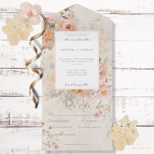 Vintage Rustic Rosa Blommigt Ram Middag