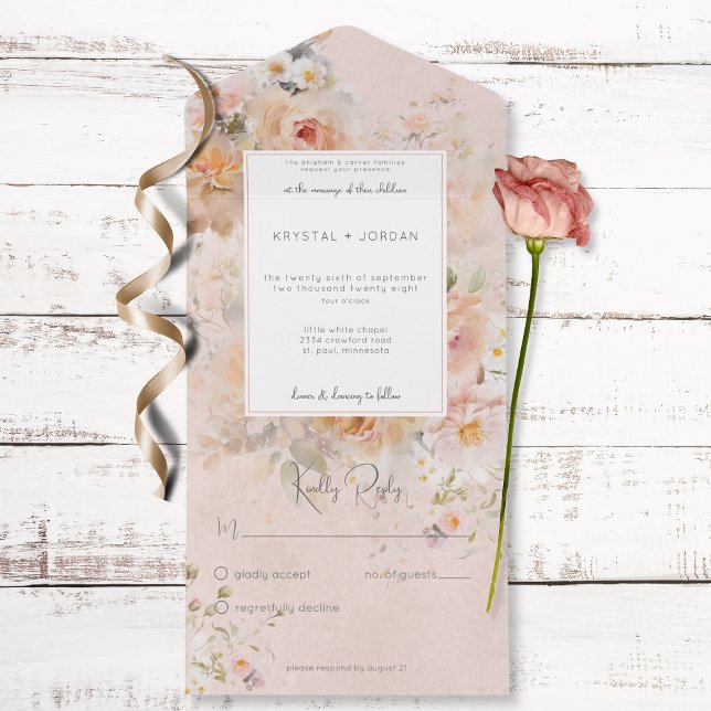 Vintage Rustic Rosa Blommigt Ram No Middag (Skapare uppladdad)