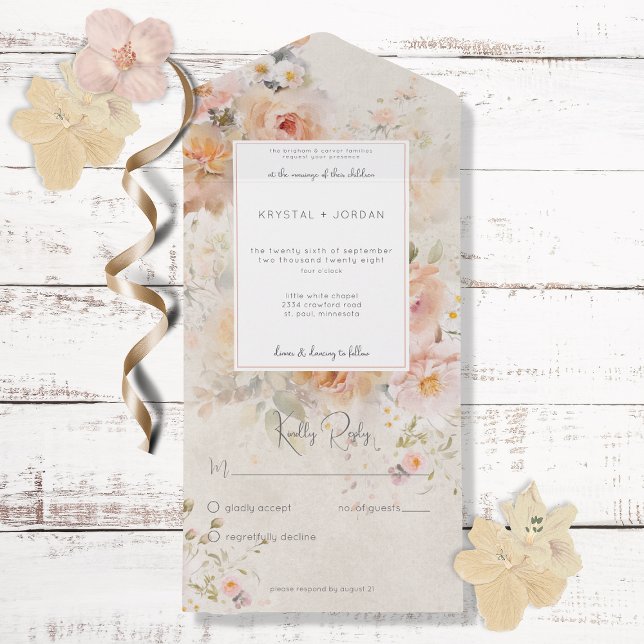 Vintage Rustic Rosa  Blommigt Ram No Middag (Skapare uppladdad)