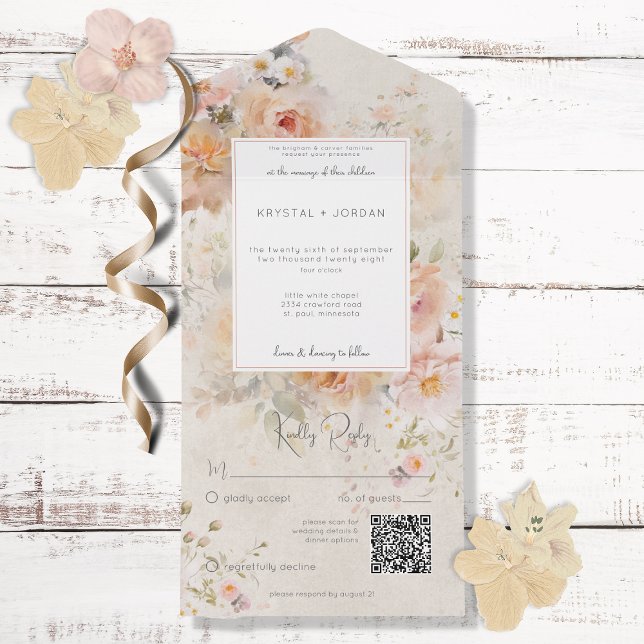 Vintage Rustic Rosa  Blommigt Ram QR-kod (Skapare uppladdad)