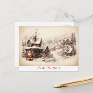 Vintage Rustic Santa Clouse Vykort