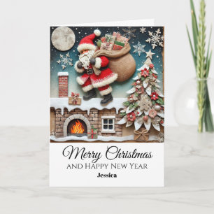 Vintage Rustic Santa Skorsten jul Kort
