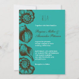 Vintage Rustic Seashell Beach Wedding bjudande Inbjudningar