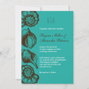 Vintage Rustic Seashell Beach Wedding bjudande Inbjudningar