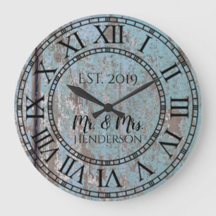 Vintage Rustic Shabby chic Distress Antique Wood Stor Klocka