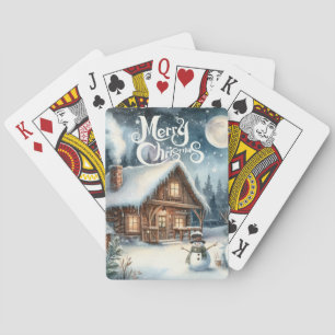 Vintage/Rustic/Snögubbe/jul Casinokort