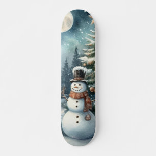 Vintage/Rustic/Snögubbe/jul Mini Skateboard Bräda 18,5 Cm