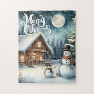 Vintage/Rustic/Snögubbe/jul Pussel