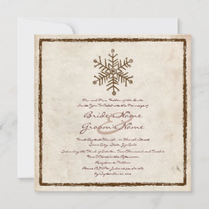 Vintage Rustic Snowflake Wedding bjudande Inbjudningar