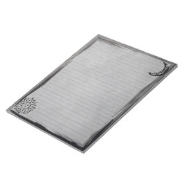 Vintage Rustic Sol Måne på Grått Grunge Lining Anteckningsblock