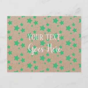 Vintage Rustic Stars Mønster Kraft Papper Grön Vykort