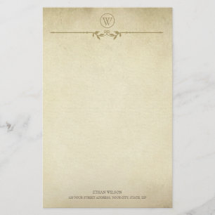 Vintage Rustic Struktur-minimalistiskt monogramskr Brevpapper