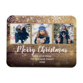 Vintage Rustic Trä God Jul 3 Foto Magnet