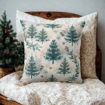 Vintage Rustic Watercolor Winter Gräs Träd Mönster