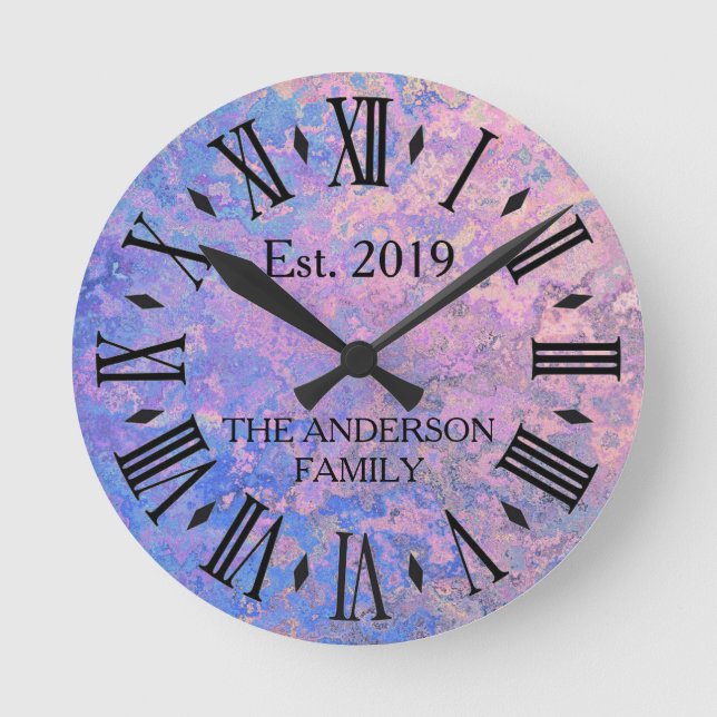 Vintage Rustik Antik Patinerad Metall Anpassad Rund Klocka (Framsida)