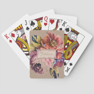 Vintage Rustik Blommig Personlig Casinokort