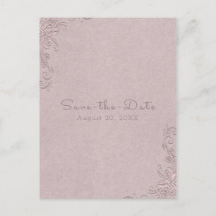 Vintage Rustik Elegant Ros Hörn Save the Date Meddelande Vykort