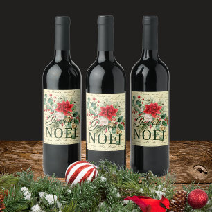 Vintage Rustik Fransk Joyeux Noel Vinflaska Etikett