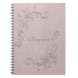Vintage Rustik Glamour Elegant Ros Shabby Chic Anteckningsbok Med Spiral