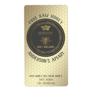 Vintage rustik guld drottningbi honung burk apiary fraktsedel