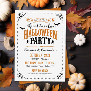 Vintage Rustik Halloween Kostymfest Inbjudningar