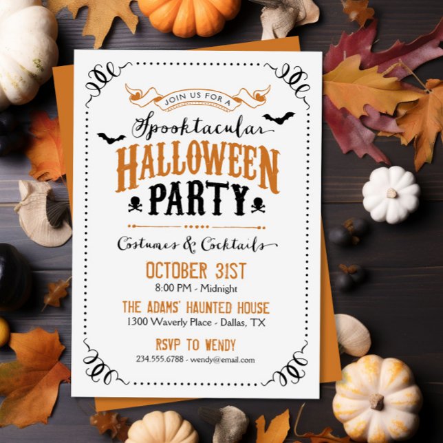 Vintage Rustik Halloween Kostymfest Inbjudningar (Skapare uppladdad)
