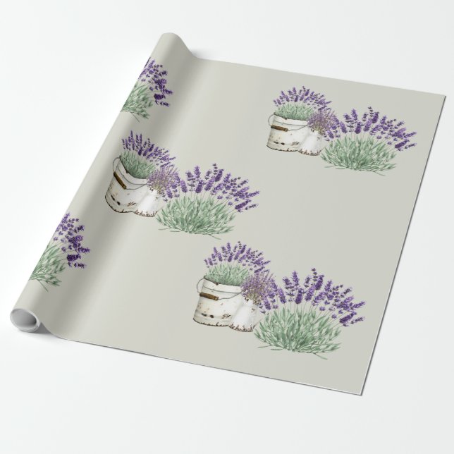Vintage Rustik Lavendel Neutral  Presentpapper (Utrullad)