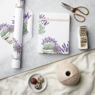Vintage Rustik Lavendel Vit Presentpapper