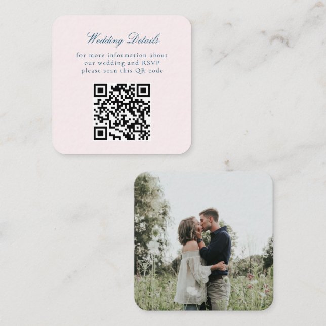 Vintage Rustik Minimalistisk QR-kod Bröllop Tilläggskort (Fram/baksida)