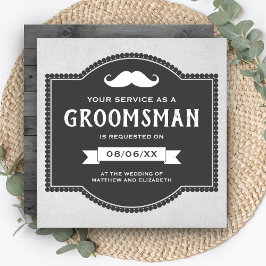 Vintage Rustik Mustasch Bröllesman Förfrågan Inbjudningar