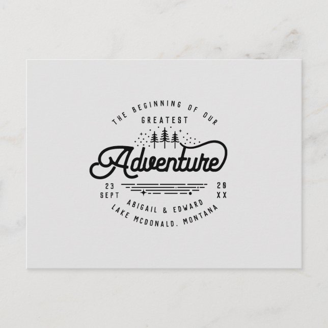 vintage rustik skog bröllopsdatum meddelande vykort (Framsida)