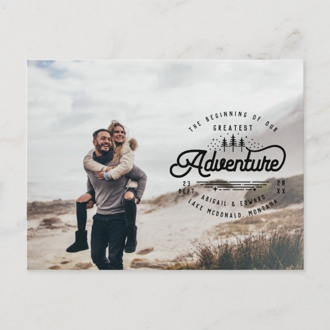 vintage rustik skogsfoto spara datumet meddelande vykort (Framsida)