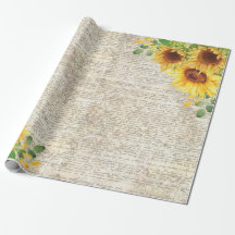 Vintage Rustik solrosblomma Gammal Brev Decoupage 